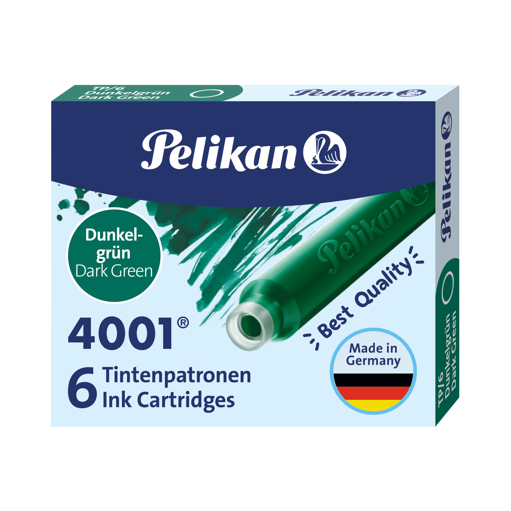 Pelikan Standard  Capacity 4001® Ink Cartridges TP/6,  Dark Green