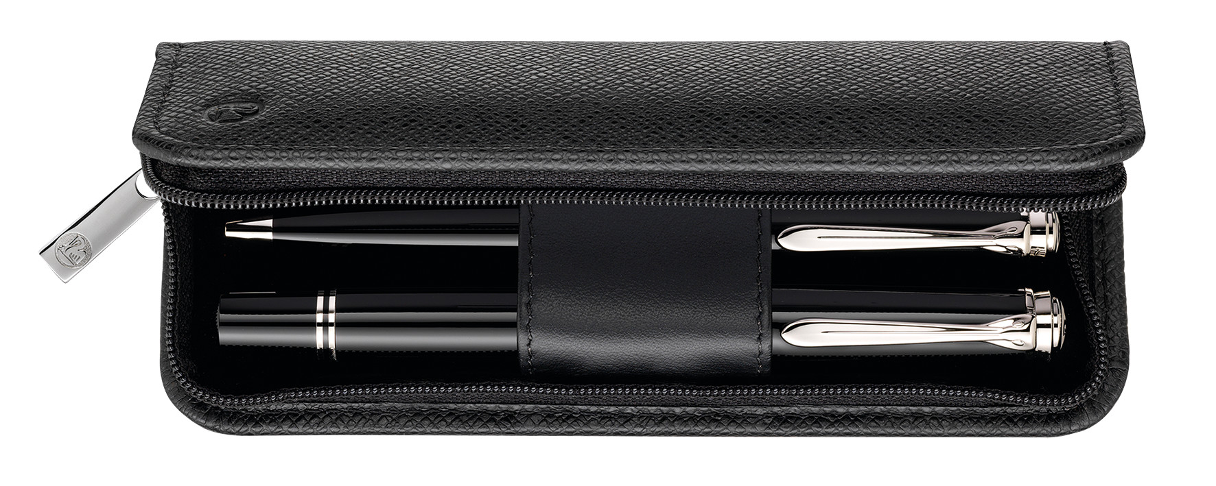 Pelikan Pencil Case Made of Grained Leather TGX2E for Two Writing Instruments, Black